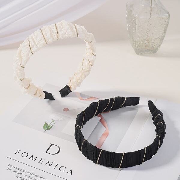 

2pcs Simple Hair Hoop, Black and white