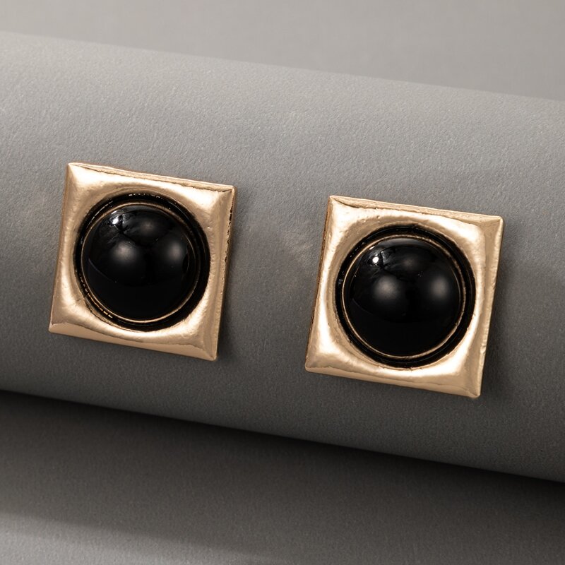 

Square Stud Earrings, Black