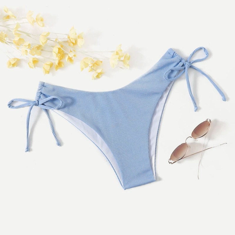 

Solid Rib Bikini Bottom, Blue