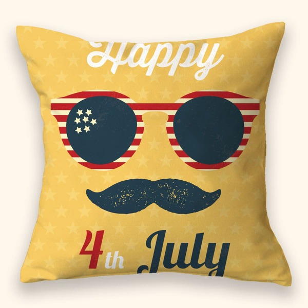 

Independence Day Pattern Cushion Cover Without Filler, Yellow