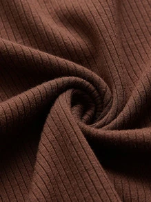 Muchica Solid Rib-knit Tee - Rust Brown - View 3