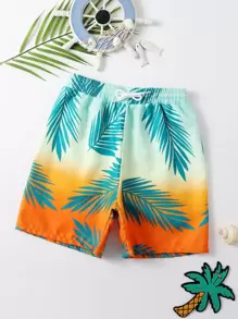 Tween Boy Tropical Print Beach Shorts - Multicolor - View 1