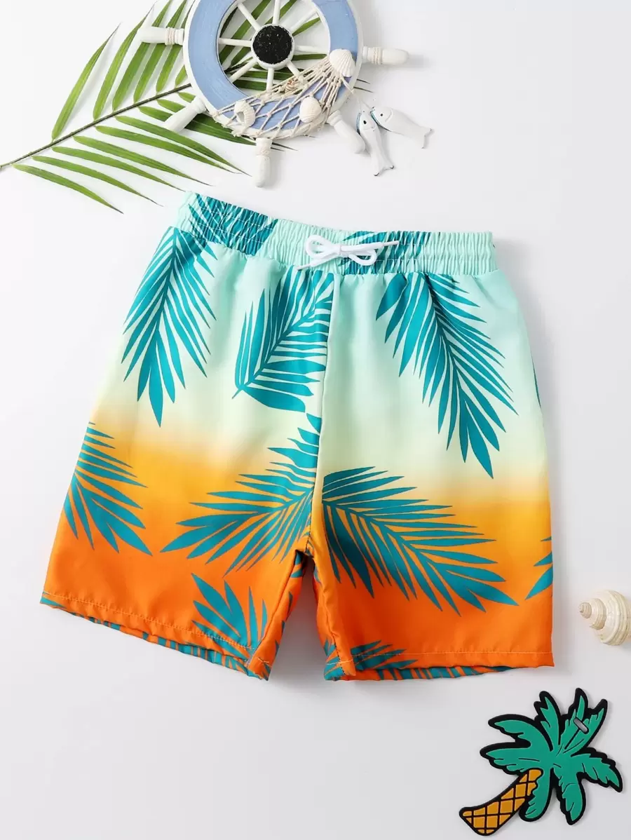 Tween Boy Tropical Print Beach Shorts - Multicolor - View 1