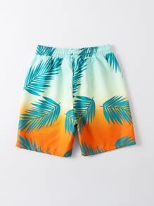 Tween Boy Tropical Print Beach Shorts - Multicolor - View 2