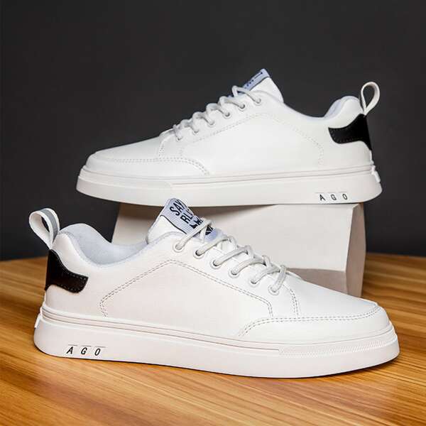 

Men Lace Up Front Skate Shoes, Black and white