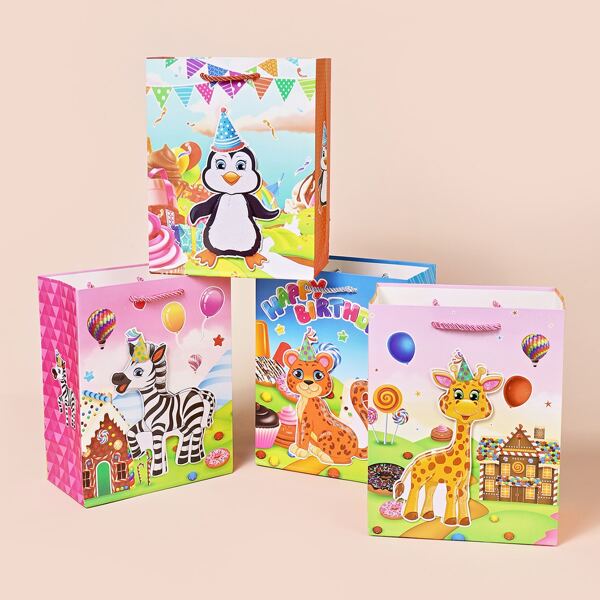 

4pcs Cartoon Graphic Gift Bag, Multicolor