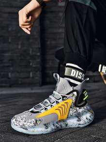 Men High Top Running Shoes - Grey - View 2