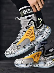 Men High Top Running Shoes - Grey - View 3