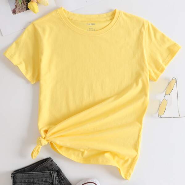 

Solid Short Sleeve Tee, Yellow