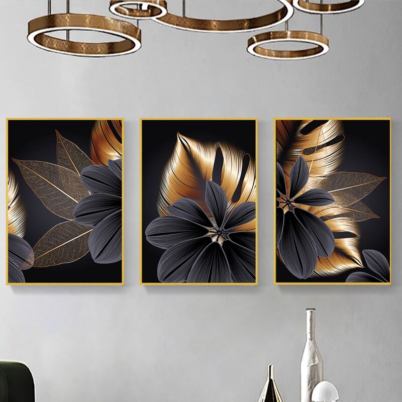 

3pcs Leaf Print Unframed Painting, Multicolor