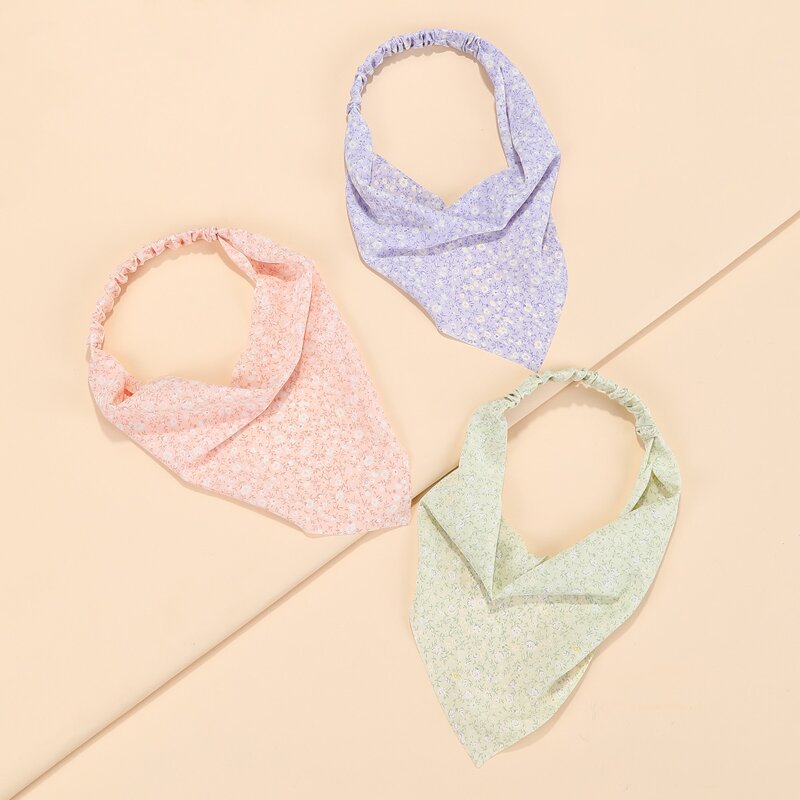 

3pcs Flower Print Hair Band, Multicolor