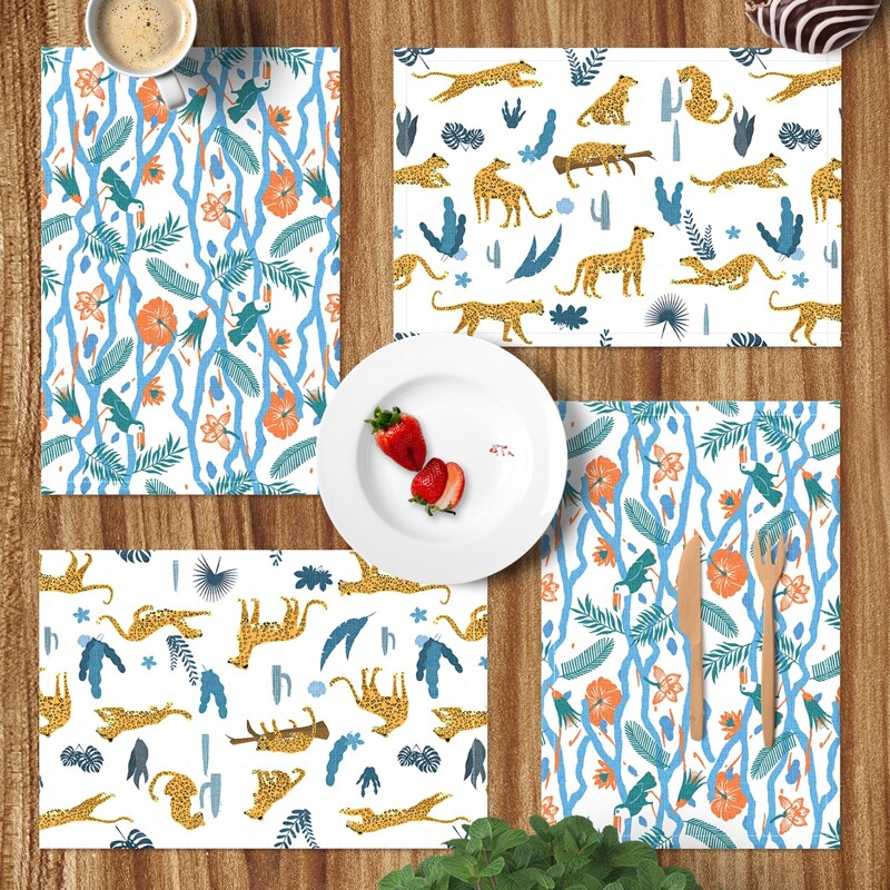 

1pc Animal Print Random Placemat, Multicolor