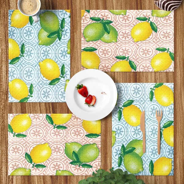 

1pc Lemon Print Random Placemat, Multicolor