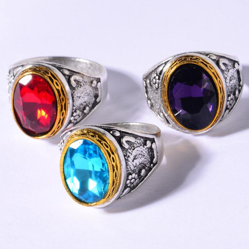 

3pcs Rhinestone Ring, Multicolor
