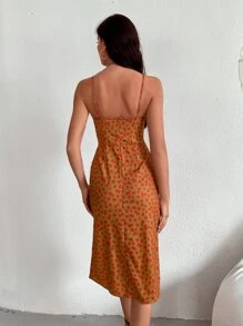 Aveloria Vestido de tirantes de espalda con cremallera floral