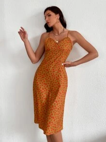 Aveloria Vestido de tirantes de espalda con cremallera floral