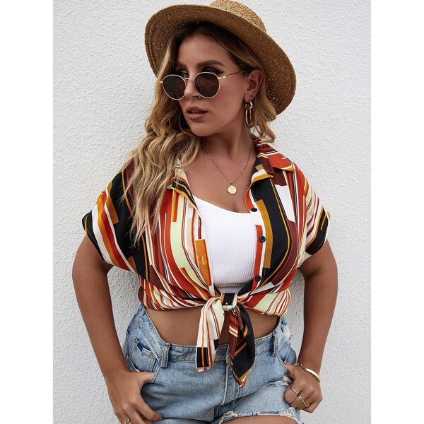 

Plus Striped Batwing Sleeve Blouse, Multicolor