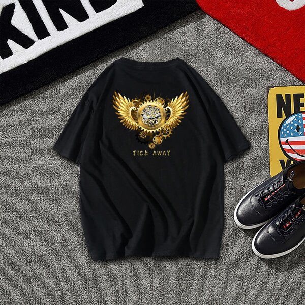 

Men Wings & Letter Graphic Tee, Black