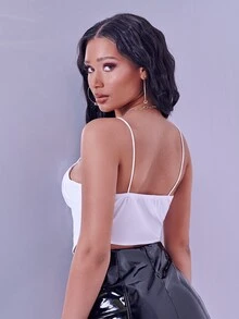 SHEIN Top Cami Con Escote Fruncido - Blanco - Ver 2