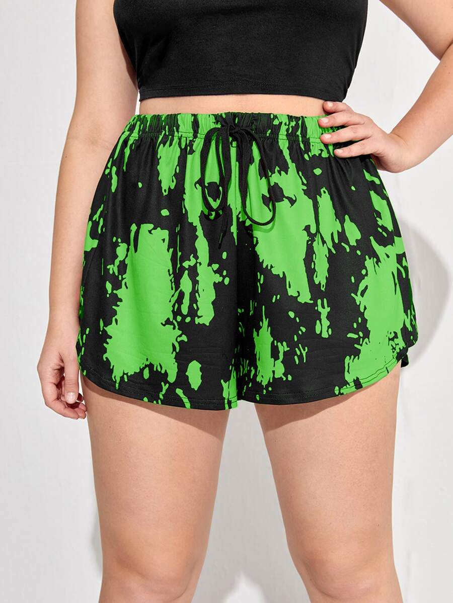 Shorts de cintura con cordón con estampado de dibujo - Multicolor - Ver 1