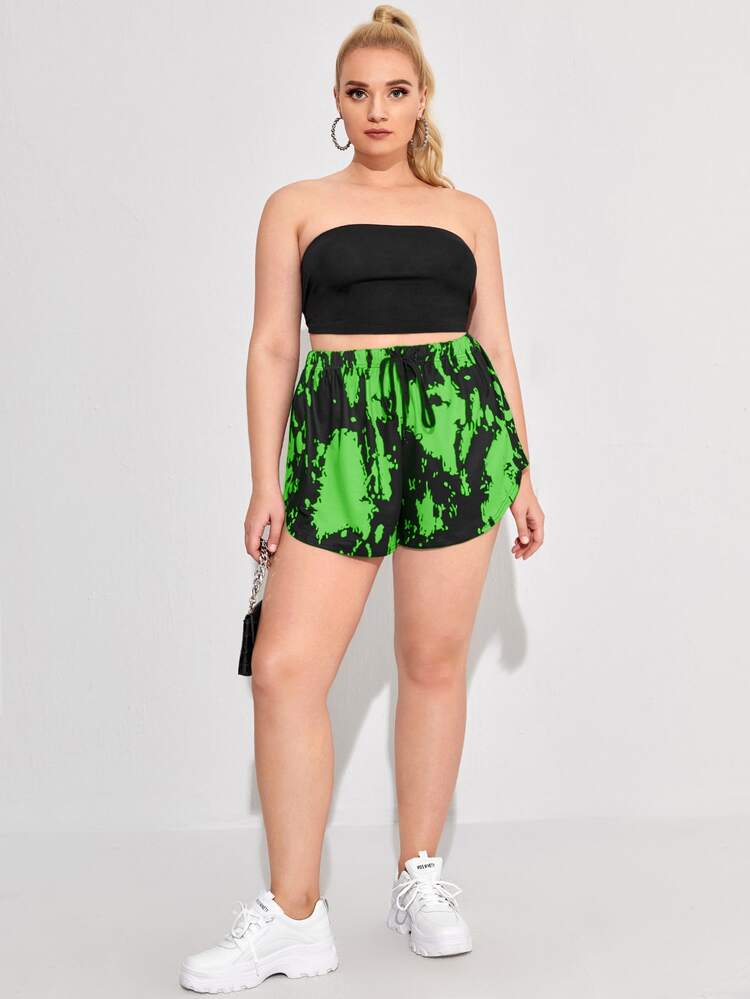 Shorts de cintura con cordón con estampado de dibujo - Multicolor - Añade 3