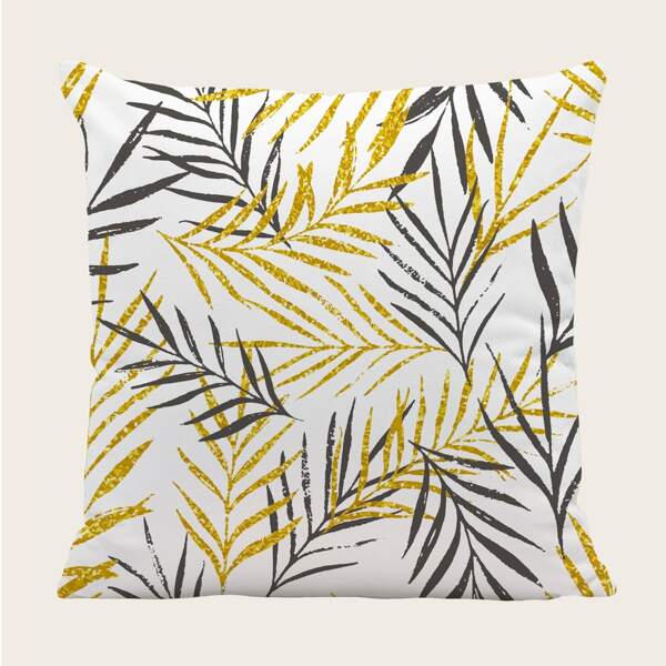 

Leaf Print Cushion Cover Without Filler, Multicolor
