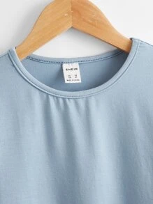 SHEIN Girls 3 Packs Solid Tee - Multicolor - View 9