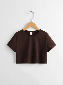 SHEIN Girls 3 Packs Solid Tee - Multicolor - View 10