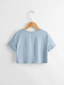 SHEIN Girls 3 Packs Solid Tee - Multicolor - View 11