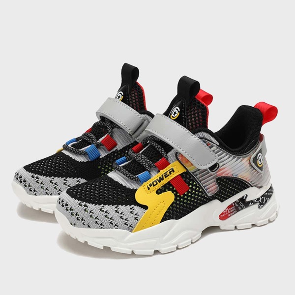 

Boys Color Block Sneakers, Black and white
