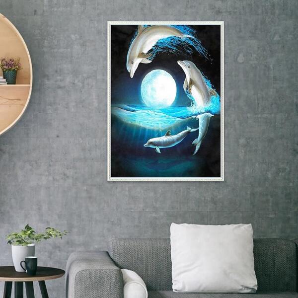 

Dolphin Print Diamond Painting Without Frame, Multicolor