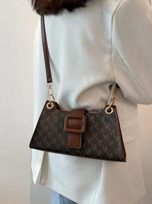 Letter Graphic Shoulder Bag Waterproof,Lightweight,Business Casual Letter Graphic Shoulder Bag For Teen Girls Women College Students,Rookies & White-collar Workers Perfect for Office,College,Work ,Business,Commute - Brown - View 5