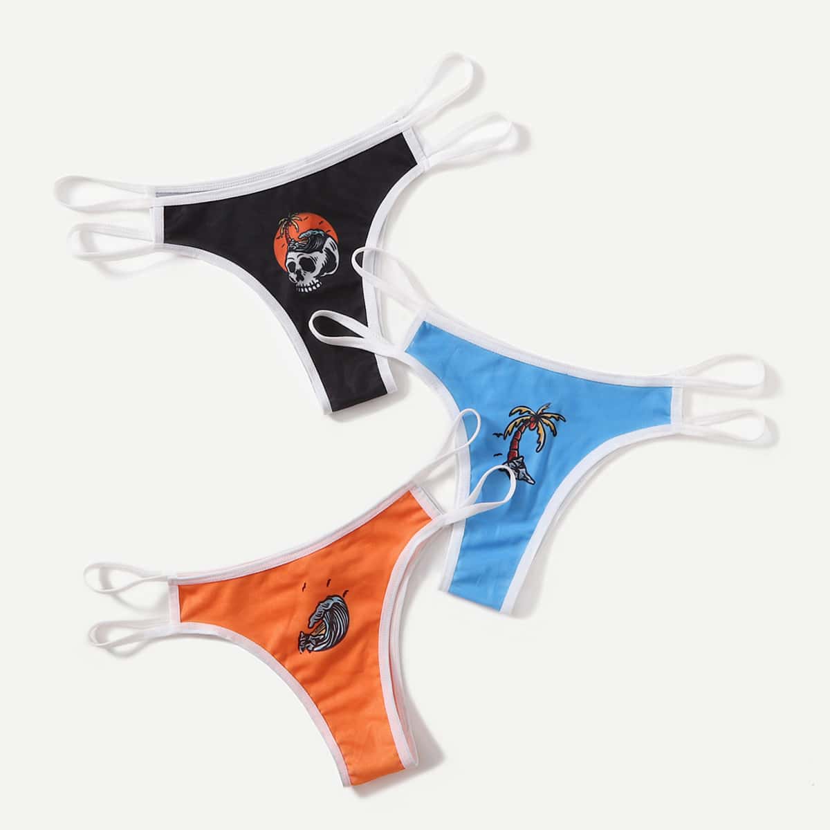

3pack Skull Graphic Panty Set, Multicolor