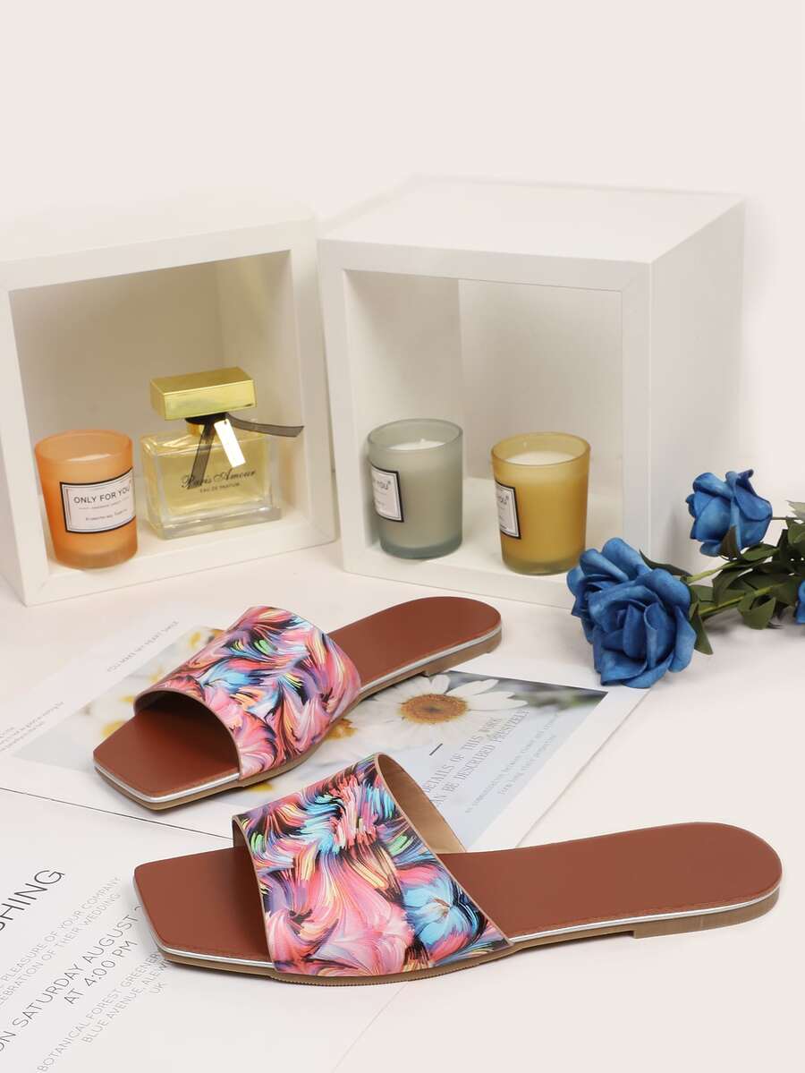 Multicolored Slide Sandals - Multicolor - View 1
