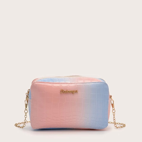 

Ombre Croc Embossed Chain Crossbody Bag, Multicolor