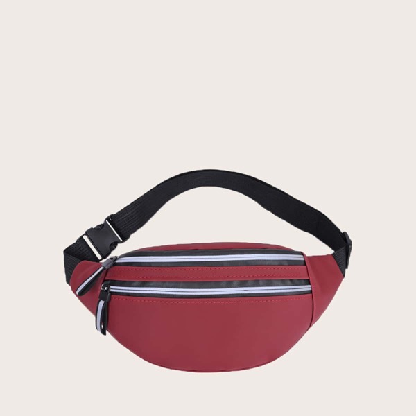 

Double Zip Front Fanny Pack, Red