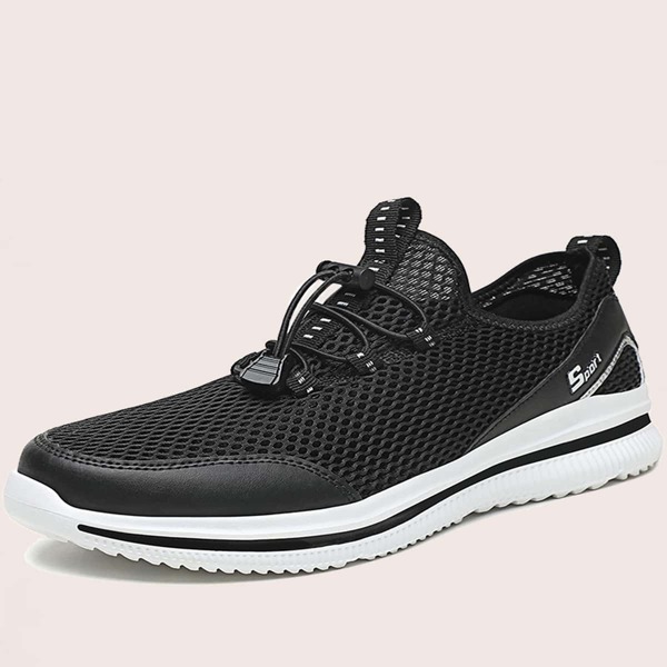 

Men Drawstring Front Mesh Sneakers, Black