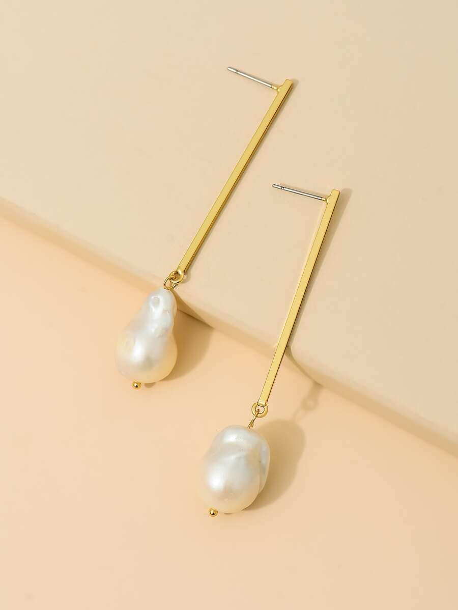 Pendientes con perla - Amarillo Oro - Ver 1