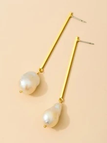 Pendientes con perla - Amarillo Oro - Ver 2