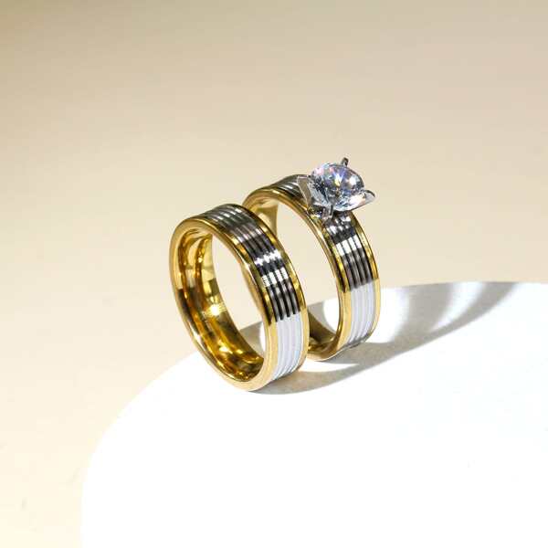 

2pcs Rhinestone Decor Ring, Gold