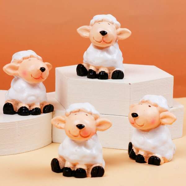 

4pcs Sheep Shaped Art Decoration, White