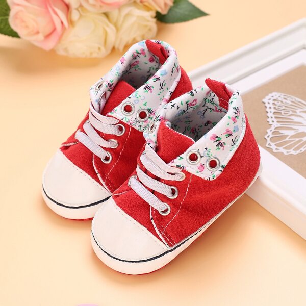 

Baby Boys Floral Graphic Lace-up Front Canvas Shoes, Red