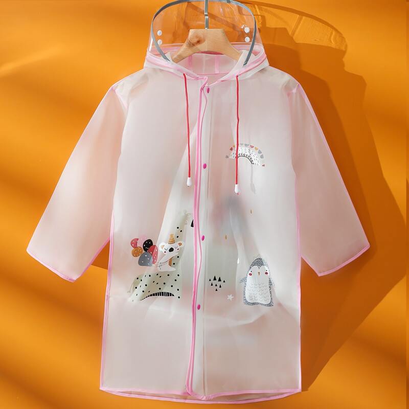 

Cartoon Graphic Kid's Raincoat, Pink
