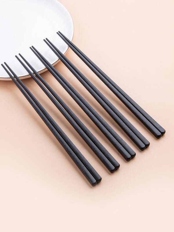 5pairs Leaf Embossed Chopsticks Set Christmas Gift