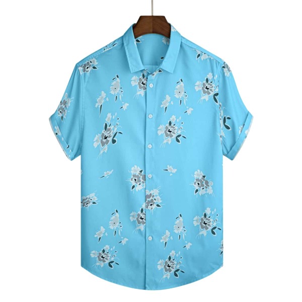 

Men Button Front Floral Shirt, Blue