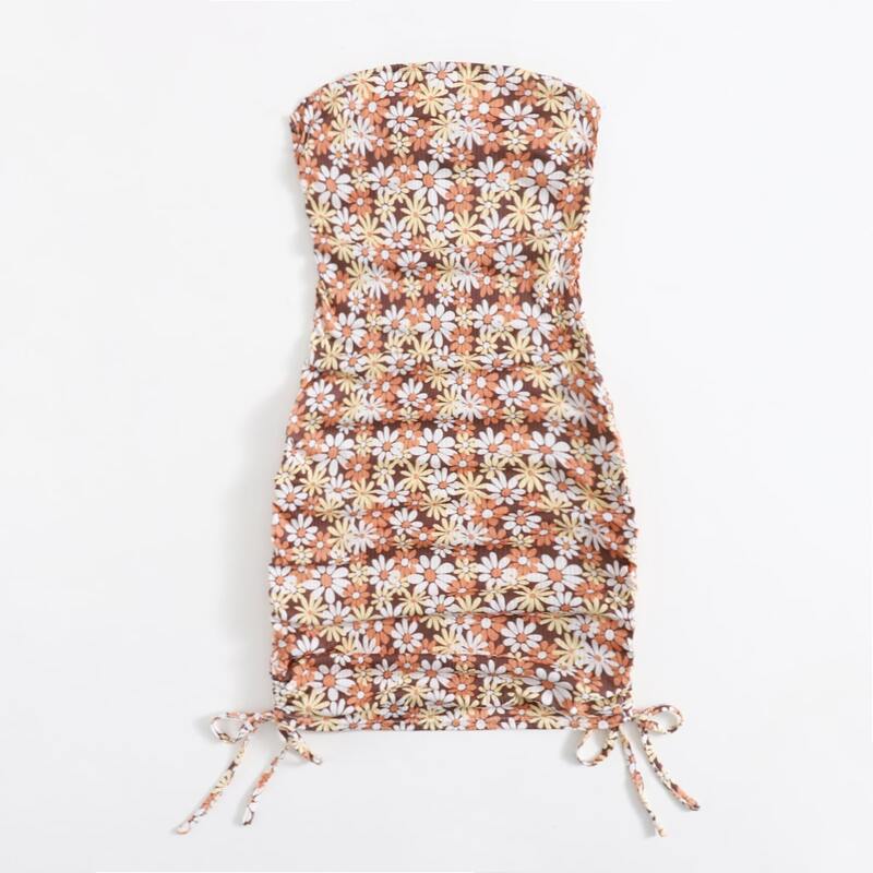 

Floral Print Drawstring Bodycon Dress, Multicolor