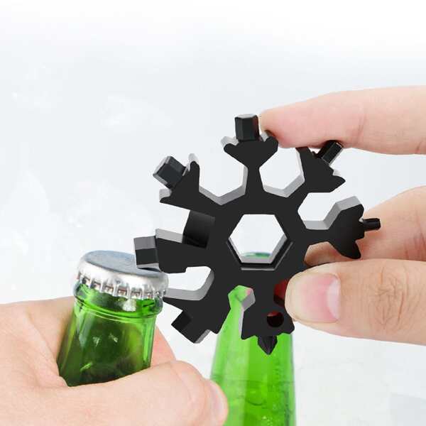 

1pc Multifunction Snowflake Shaped Opener, Black