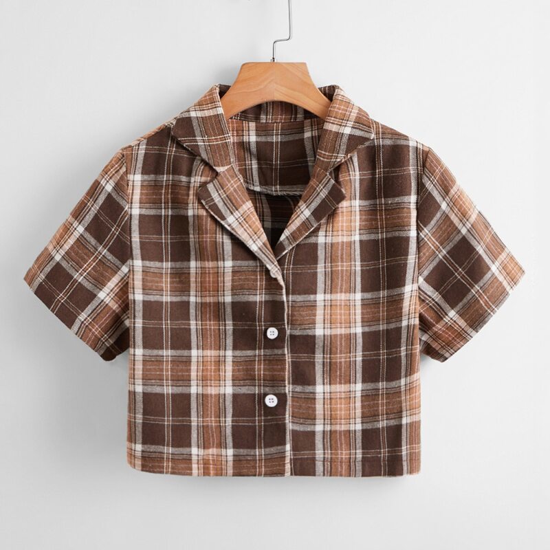 

Plaid Button Front Blouse, Multicolor