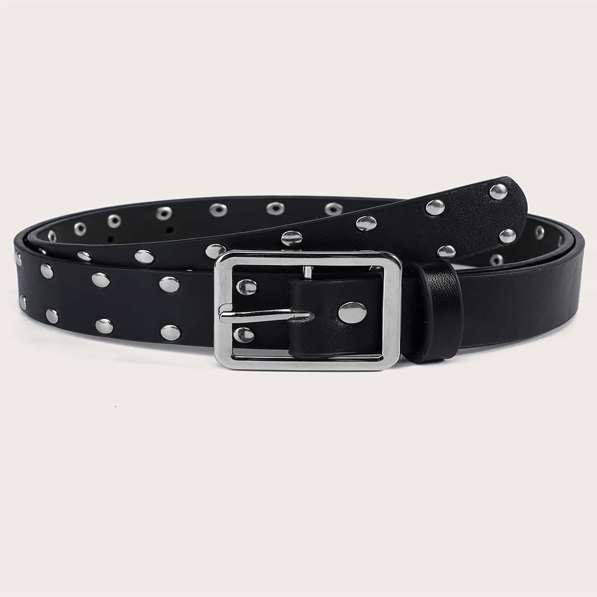 

Studded Decor Buckle Belt, Black
