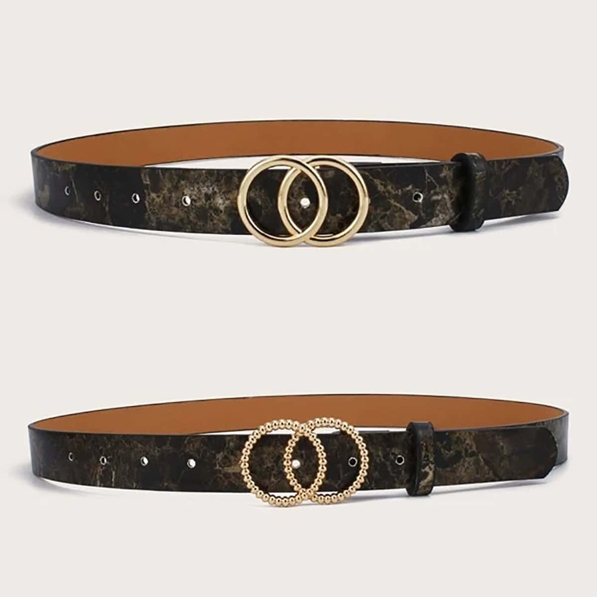 

2pcs Marble Pattern Buckle Belt, Multicolor